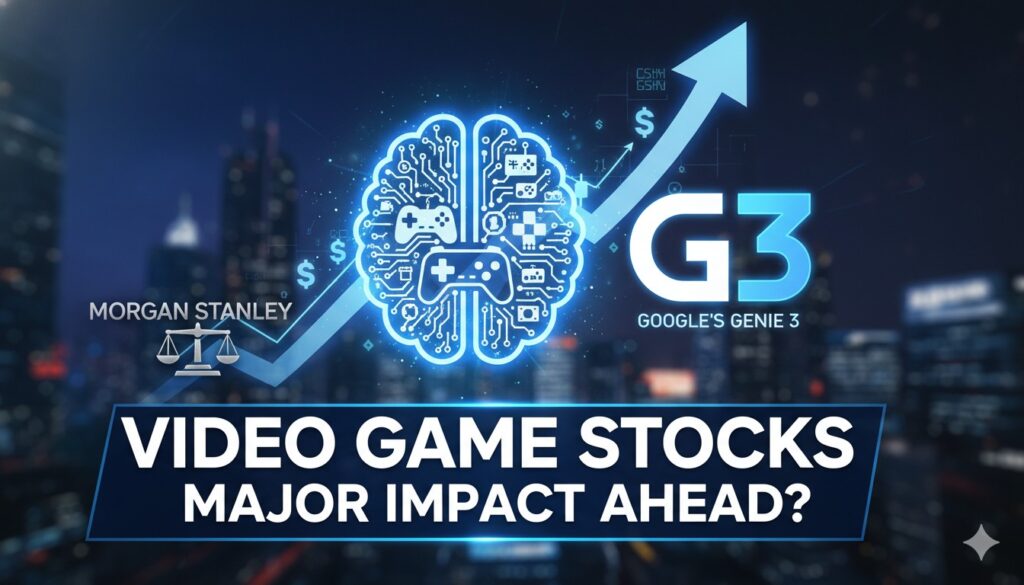 Line graph showing declines in video game stock prices following AI technology release