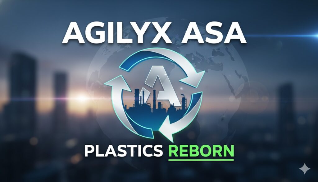 Aerial view of a modern plastic recycling facility with conveyor belts and processing equipment