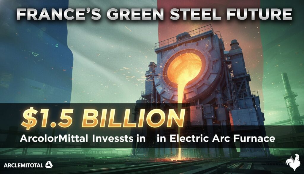 ArcelorMittal's steelmaking site in Dunkirk, France, where a new $1.5 billion electric arc furnace will be built to produce low-carbon steel starting in 2029.