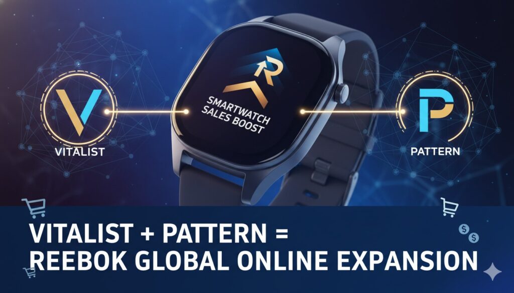 Reebok smartwatch on wrist displaying health metrics