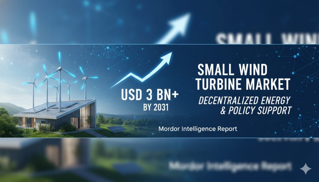 Global small wind turbine installation on rural farm with horizontal and vertical axis designs generating decentralized renewable energy